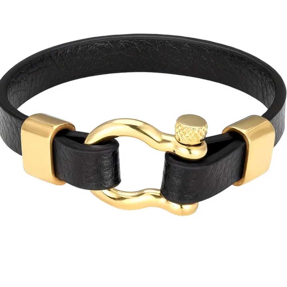 Black and GOLD TONE Bracelet horse bit bracelet unisex nwt